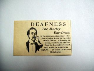 The Morley Ear Drum Ad Hearing Aid for Deaf 1906