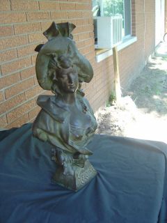 VTG Art Nouveau Bronze Bust Heloise Villanis Sculpture Antique