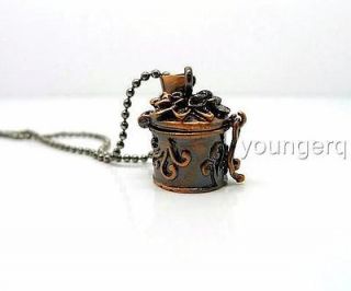 Beautiful Antique Copper Prayer Wish Box Locket 70cm Chain Necklace