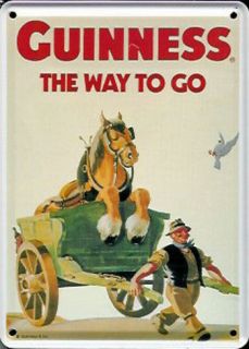 Guinness Horse & Cart metal postcard / mini sign