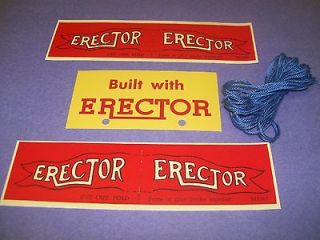 Gilbert Erector Set BUILT WITH ERECTOR Sign, 2 Flags, String 