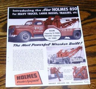 48 Ernest Holmes 850 wrecker tow truck Evansville IN ad