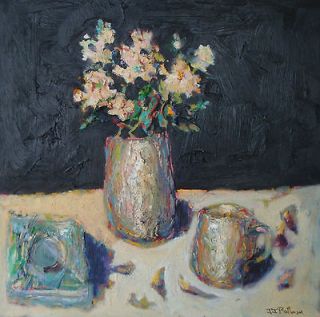 John Joseph Bellman Born 1949   Still Life With Flowers Oil Painting