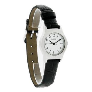   by Timex Ladies 24mm White Dial Black Leather Band Quartz Watch C3C364