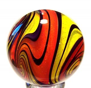 EDDIE SEESE MARBLES 2 2 TONE EXOTIC DICHROIC ORANGE AND YELLOW 