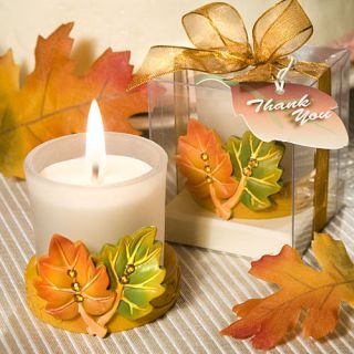 50 Autumn Theme Fall Leaf Votive Candle Wedding Favor Bulk Lot