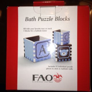 FAO Schwarz Bath Puzzle Blocks Baby Gift Shower Gift NEW in box