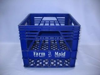vtg Farm Maid Detroit Michigan Milk Crate $1.00 Deposit Retro Blue 