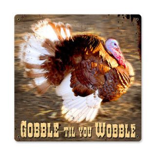   You Wobble Cute turkey retro metal sign Angela Faye artist 12x12