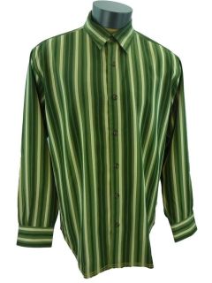 New Mens Tommy Bahama Straight Away Stripe Noble Green Silk Camp Shirt