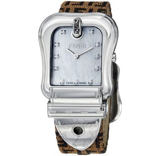 Fendi Womens B. Fendi Mother Of Pearl Diamond Dial Strap Watch 