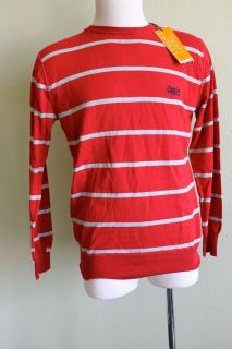 SUPERDRY Orange Label Mens Striped Lightweight Sweater Large Red NWT $ 