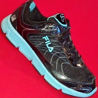 NEW Womens Black/Blue FILA DLS STENCIL LITE Athletic Running Sneakers 