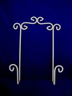 Ornate White Wrought Iron Wall Plate or Picture Rack
