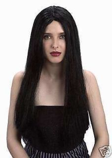 Morticia Long Black 24 inch Halloween Costume Party Wig