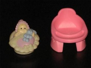 Fisher Price Little People BABY & PINK HIGHCHAIR 4 DOLLHOUSE FIGURES 