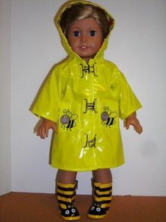 Bumble Bee Raincoat & Boots Set For American Girl Doll
