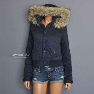 New Abercrombie & Fitch Womens Randi Hoodie Faux Fur Coat Jacket 