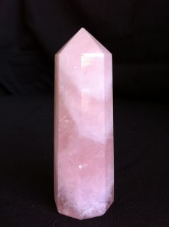 Rose quartz crystal point gemstone, healing, Reiki, invoking love 
