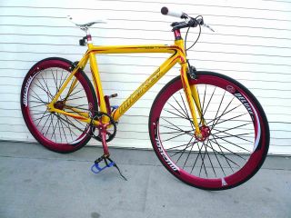 Fixed Gear Alloy Road Bike 53 cm w Deep 50cm Rim Flat Bladed spokes 