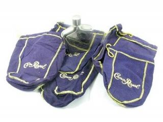 Crown Royal Stainless Steel Flask and 5 Crown Royal Bags/ COLLECTABLE