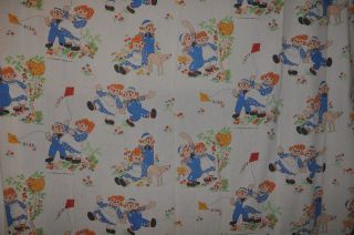 RAGGEDY ANN & ANDY vintage FLAT & FITTED BED SHEET 1977 clean  
