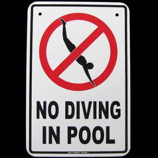 DANGER NO DIVING swimming pool hot tub TIN WARNING SIGN