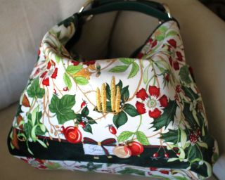 NEW Authentic GUCCI Limited Velvet Floral Hobo Bag Handbag w/Horsebit