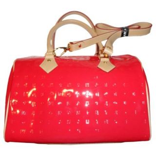 Womens Arcadia Patent Leather Purse Handbag Satchel Coral 