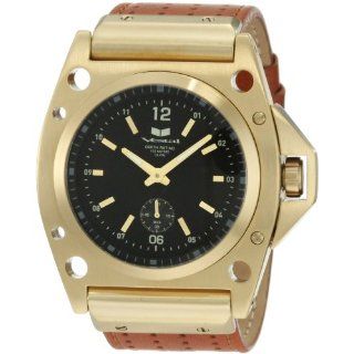 Vestal Mens DEC005 Decibel Gold With Tanned Brown Leather Watch 