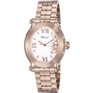 Chopard Happy Sport Oval Ladies White Diamond Dial Rose Gold Watch 