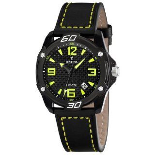 Festina Mens Sahara F16491/5 Black Leather Quartz Watch with Black 