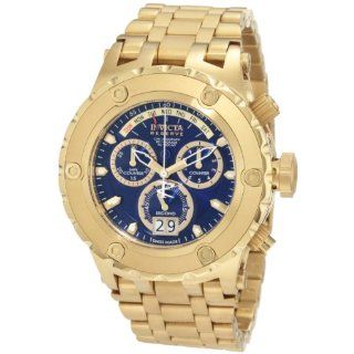 Invicta Mens 1567 Reserve Chronograph Blue Dial 18k Gold Ion Plated 