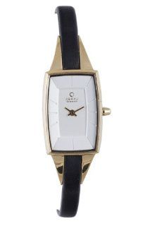 Obaku Womens V120LGIRB Gold Titanium Coated Slim Black Leather Watch 
