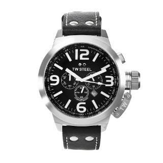 TW Steel Mens TW4 Canteen Black Leather Black Dial Watch Watches 