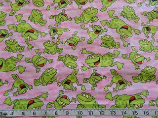 LEAPING FROGS PINK CAMO COTTON FABRIC Frog YARD