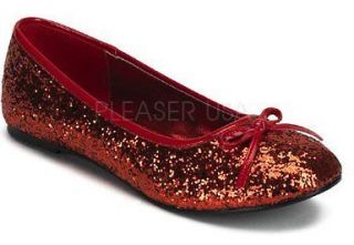 Funtasma Star 16 Red Glitter Ballet Flats Ruby Slippers Rockabilly 