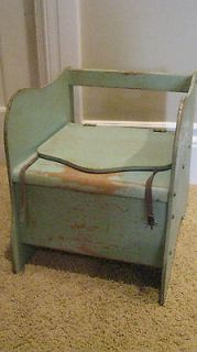   Childs Potty Chair With Enamelware Pot, Label Intact, 1930 40s