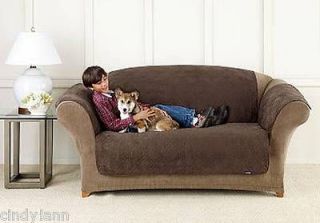 SURE FIT BROWN SOFT SUEDE PET DOG SLIP COVER LOVESEAT
