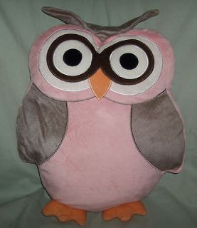   PINK OWL PILLOW    NEW WITH TAGS    18.5 x 15.5   FUZZY & FLUFFY