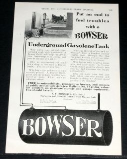 1910 OLD MAGAZINE PRINT AD, BOWSER UNDERGROUND GASOLENE TANK, KEEPS 