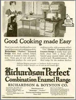   Advertisement for the Richardson Perfect Enamel Kitchen Range Stove
