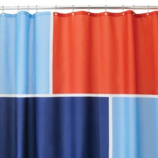InterDesign Color Block Shower Curtain   Blue/Red (72x72) product 