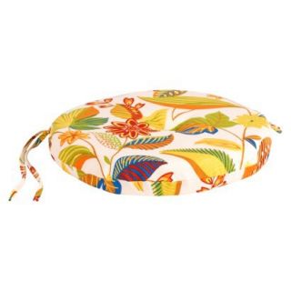 Outdoor Round Seat Pad/Dining/Bistro Cushion   White/Yellow Floral 