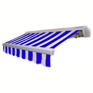 10 ft. Destin Motorized Retractable Awning in Bright Blue & White 