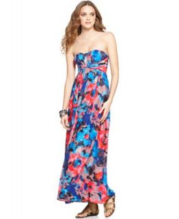 Jessica Simpson Dress, Strapless Tie Dye Floral Printed Maxi