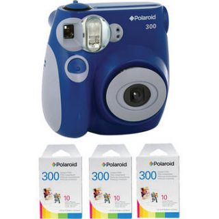 Polaroid 300 Instant Film Camera (Blue) with (3 pack) Instant Film Kit