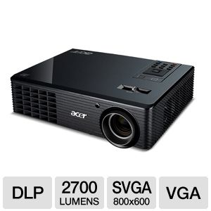 Acer X1161P SVGA DLP Projector   2700 ANSI Lumens, 800 x 600 , 43 