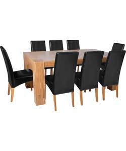 Buy Schreiber Eden 180cm Oak Table and 8 Black Chairs at Argos.co.uk 
