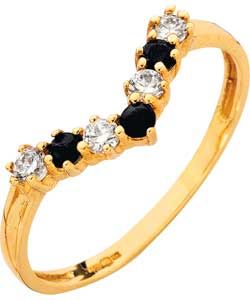 Buy 9ct Gold Sapphire and Cubic Zirconia Wishbone Ring at Argos.co.uk 